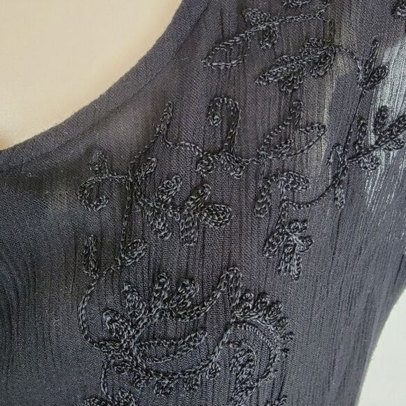 Karen Scott boho gauze embroidered dress large - Picture 4 of 7